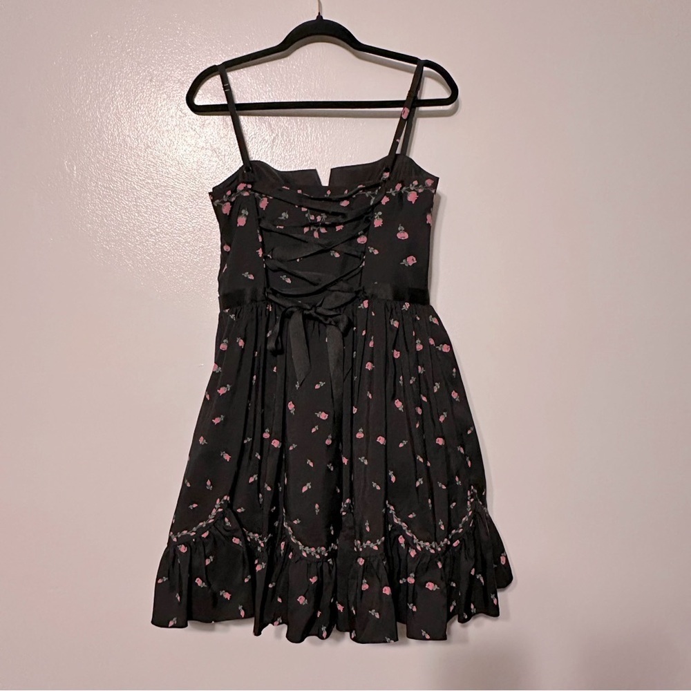 Betsey Johnson Rosebud Garden Tea Party Dress in Black Silk Mini Corset - Picture 6 of 7